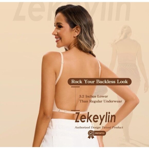 Low Back Bra Women 3XL Seamless Invisible Backless Multiway Halter Demi Bra NEW - Picture 8 of 8